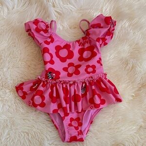 Disney Minnie Mouse Red Floral Kids Swimwear